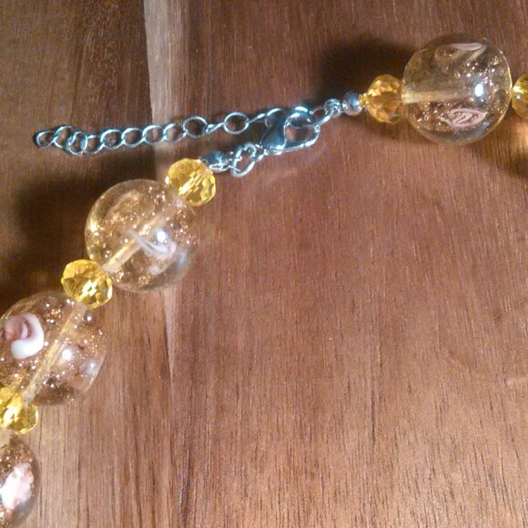 Champagne Color Murano Style Silvertone Necklace - Picture 6 of 15